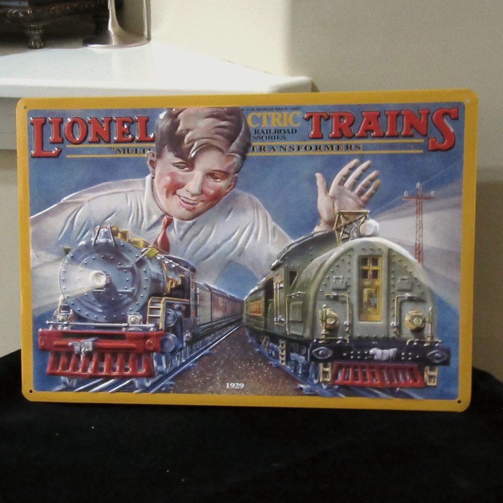 Metal Tin sign Embossed Lionel Trains  -NEW